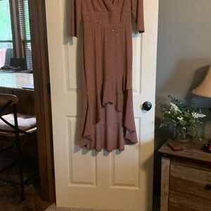 Ever Pretty Rose Sparkling Asymmetrical Ruffled Evening Dress